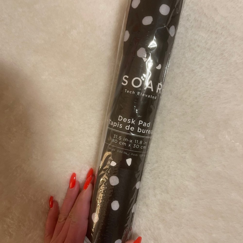 SOAR Office Desk Mat Black & White Polka Dot